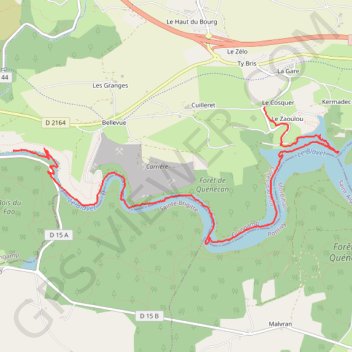 Itinéraire Bon-repos à Trégnanton par le fond du lac, distance, dénivelé, altitude, carte, profil, trace GPS