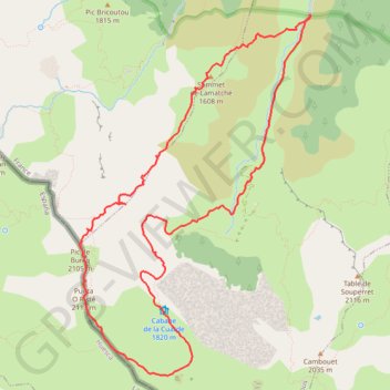 Itinéraire Lamatche, Ouratou, Pic de Burcq, O Riste en circuit depuis Aumet, distance, dénivelé, altitude, carte, profil, trace GPS
