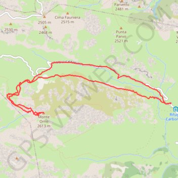 Itinéraire Monte Omo, distance, dénivelé, altitude, carte, profil, trace GPS