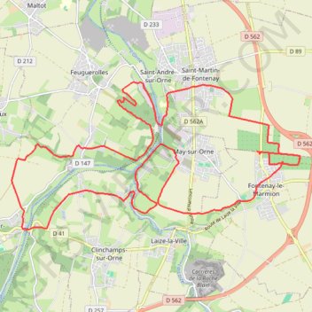 Itinéraire Fontenay-le-Marmion, distance, dénivelé, altitude, carte, profil, trace GPS