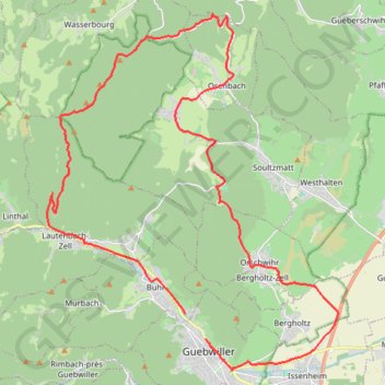 Itinéraire Guebwiller - Boenlesgrab - Firstplan - Gauchmatt - Bergholtz - Guebwiller, distance, dénivelé, altitude, carte, profil, trace GPS