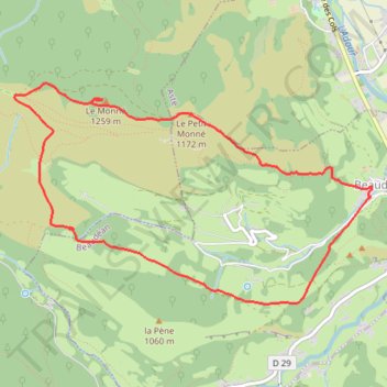 Itinéraire Le Petit Monné et le Monné en circuit depuis Baudéan, distance, dénivelé, altitude, carte, profil, trace GPS