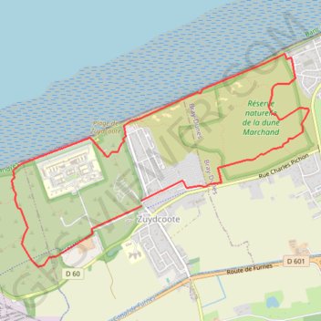 Itinéraire Circuit de la Dune Marchand et de la dune Dewulf, distance, dénivelé, altitude, carte, profil, trace GPS