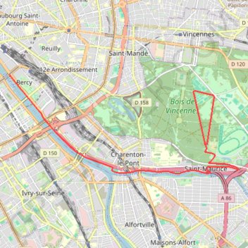Itinéraire Paris - Polygone de Vincennes, distance, dénivelé, altitude, carte, profil, trace GPS