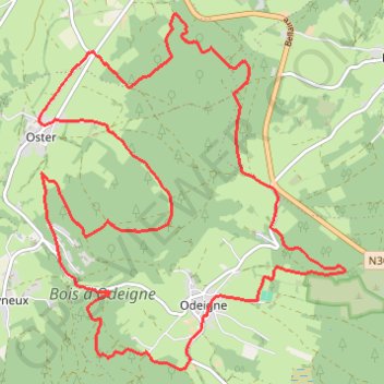 Itinéraire ODEIGNE - Province du Luxembourg - Belgique, distance, dénivelé, altitude, carte, profil, trace GPS