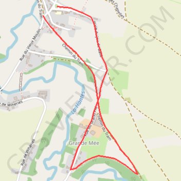 Itinéraire Hantes-Wihéries, distance, dénivelé, altitude, carte, profil, trace GPS