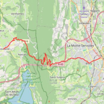 Itinéraire novalaise - chambery 19.4, distance, dénivelé, altitude, carte, profil, trace GPS