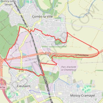 Itinéraire Autour de Lieusaint, distance, dénivelé, altitude, carte, profil, trace GPS