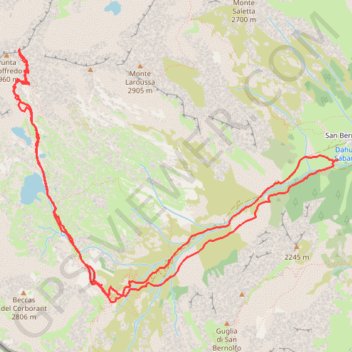 Itinéraire Punta Gioffredo, distance, dénivelé, altitude, carte, profil, trace GPS