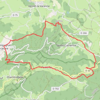 Itinéraire Les trois vallées - Champagnat-le-Jeune, distance, dénivelé, altitude, carte, profil, trace GPS