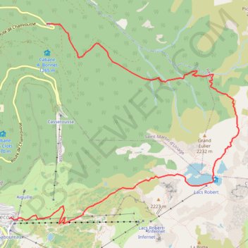 Itinéraire CHAMROUSSE - cascade de l'Oursière, Lacs Roberts, Recoin, distance, dénivelé, altitude, carte, profil, trace GPS