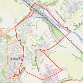 Itinéraire Langres est, distance, dénivelé, altitude, carte, profil, trace GPS