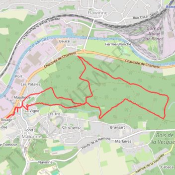Itinéraire Floreffe Randonnée, distance, dénivelé, altitude, carte, profil, trace GPS
