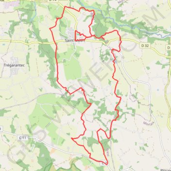 Itinéraire Saint-Méen, distance, dénivelé, altitude, carte, profil, trace GPS