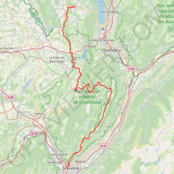 Itinéraire Yenne - Grenoble, distance, dénivelé, altitude, carte, profil, trace GPS