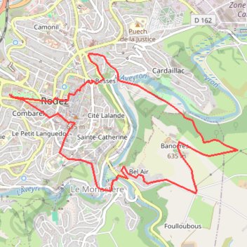 Itinéraire RODEZ EN VILLE, distance, dénivelé, altitude, carte, profil, trace GPS