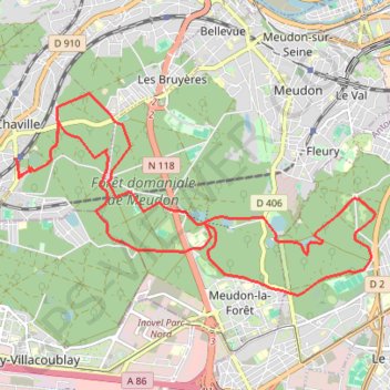 Itinéraire Boucle en forêt de Meudon - Chaville, distance, dénivelé, altitude, carte, profil, trace GPS