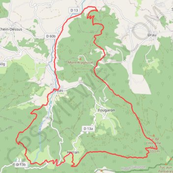 Itinéraire Arbas, distance, dénivelé, altitude, carte, profil, trace GPS