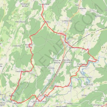 Itinéraire Boucles des Côtes des Granges - Rioz, distance, dénivelé, altitude, carte, profil, trace GPS