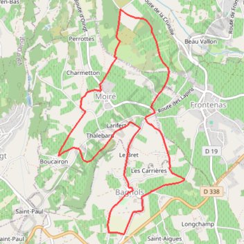 Itinéraire geosite N°8 bagnols-definitif, distance, dénivelé, altitude, carte, profil, trace GPS
