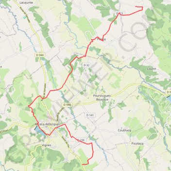 Itinéraire Ferme de marsan - meracq, distance, dénivelé, altitude, carte, profil, trace GPS
