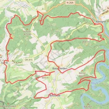 Itinéraire Boulaide, distance, dénivelé, altitude, carte, profil, trace GPS