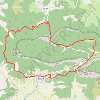 Itinéraire Rochecolombe - Saoû, distance, dénivelé, altitude, carte, profil, trace GPS