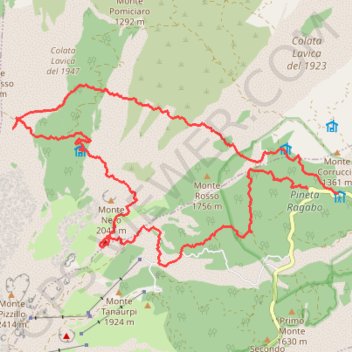 Itinéraire Monte Nero, distance, dénivelé, altitude, carte, profil, trace GPS