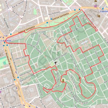 Itinéraire Un tour au cimetière du Père Lachaise, distance, dénivelé, altitude, carte, profil, trace GPS