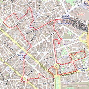 Itinéraire Les Beffrois de Lille, distance, dénivelé, altitude, carte, profil, trace GPS