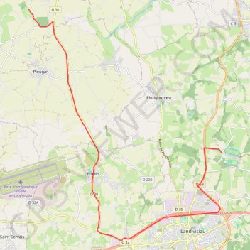 Itinéraire véhicules landivisiau-st vougay, distance, dénivelé, altitude, carte, profil, trace GPS