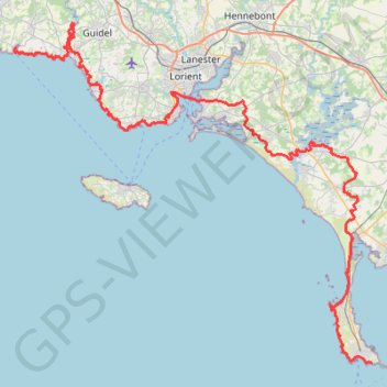 Itinéraire GR34 De Clohars-Carnoët (Finistère) à Quiberon (Morbihan), distance, dénivelé, altitude, carte, profil, trace GPS