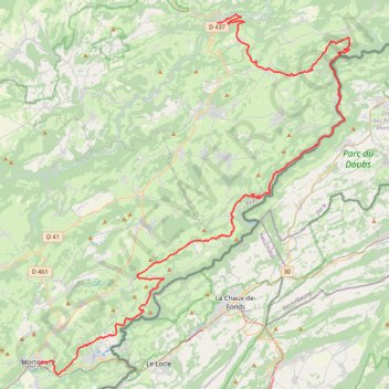 Itinéraire Grandes Traversées du Jura - Gorges du Doubs, distance, dénivelé, altitude, carte, profil, trace GPS