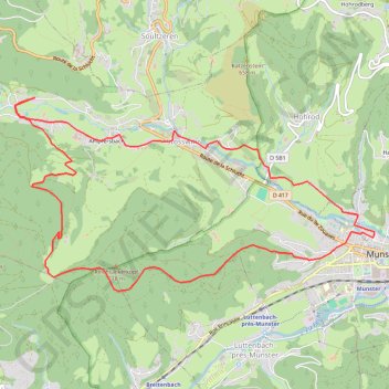 Itinéraire Rando Munster-Sattel-Ampfersbach-Munster, distance, dénivelé, altitude, carte, profil, trace GPS