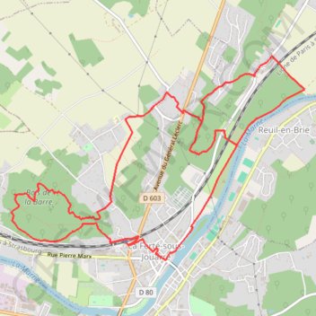 Itinéraire Au pays de la pierre meulière autour de La Ferté-sous-Jouarre, distance, dénivelé, altitude, carte, profil, trace GPS