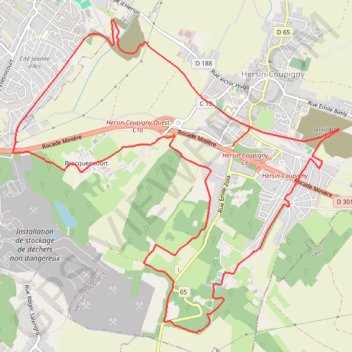 Itinéraire Les Cavaliers à Hersin-Coupigny, distance, dénivelé, altitude, carte, profil, trace GPS