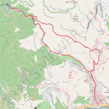 Itinéraire Valle delle Ferriere via Amalfi, distance, dénivelé, altitude, carte, profil, trace GPS