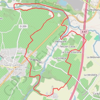 Itinéraire Rivières et coteaux - Saint-Lambert-du-Lattay, distance, dénivelé, altitude, carte, profil, trace GPS