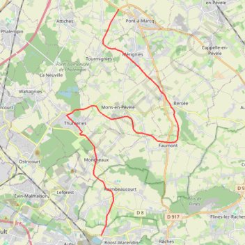 Itinéraire La voie verte de la Pévèle - Avelin, distance, dénivelé, altitude, carte, profil, trace GPS