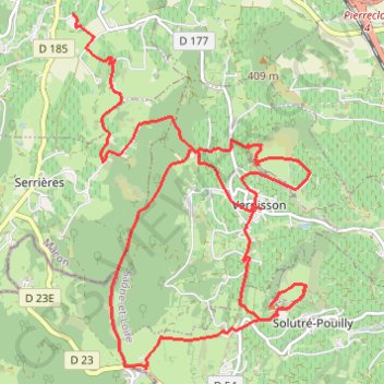 Itinéraire Roches de Solutré et Vergisson, distance, dénivelé, altitude, carte, profil, trace GPS