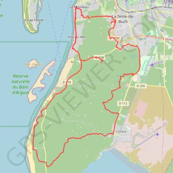 Itinéraire Arcachon - Le Moulleau, distance, dénivelé, altitude, carte, profil, trace GPS