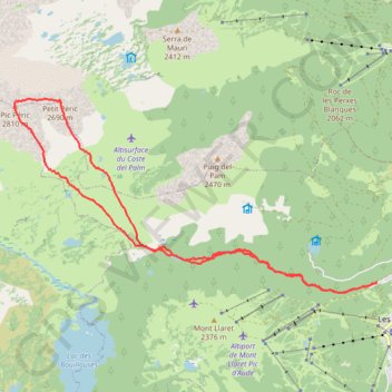 Itinéraire Puig Péric - Arête sud, distance, dénivelé, altitude, carte, profil, trace GPS