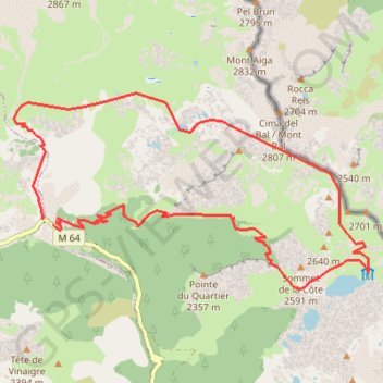Itinéraire Salso Moreno - Lac de Vens, distance, dénivelé, altitude, carte, profil, trace GPS