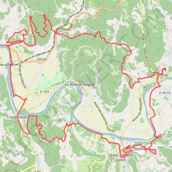 Itinéraire Gageac - Le tour du Périgord, distance, dénivelé, altitude, carte, profil, trace GPS