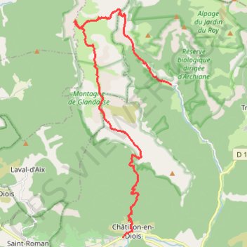 Itinéraire Archiane Chatillon par le Glandasse, distance, dénivelé, altitude, carte, profil, trace GPS