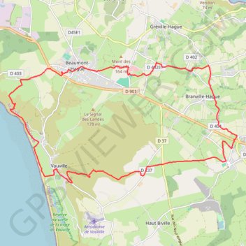 Itinéraire Téléthon haguard - Greville-Hague, distance, dénivelé, altitude, carte, profil, trace GPS