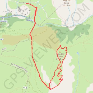 Itinéraire Grandes Buffes, distance, dénivelé, altitude, carte, profil, trace GPS