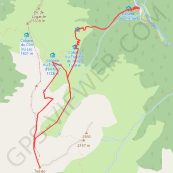 Itinéraire Tuc de Pourtillou depuis le pla de la Lau, distance, dénivelé, altitude, carte, profil, trace GPS