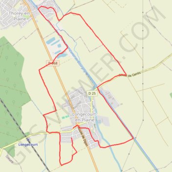 Itinéraire Plaine de LONGECOURT, distance, dénivelé, altitude, carte, profil, trace GPS