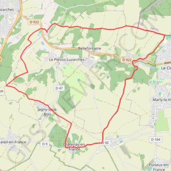 Itinéraire Châtenay-en-France, distance, dénivelé, altitude, carte, profil, trace GPS